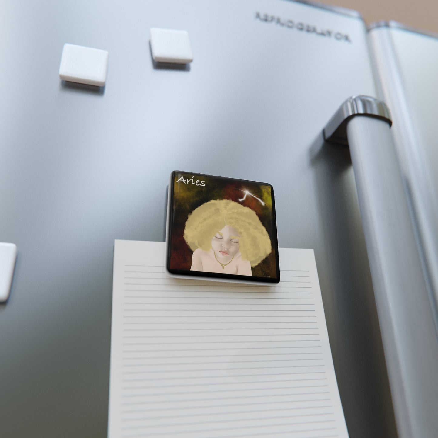 Aries Porcelain Magnet, Square