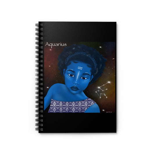 Aquarius Zodiac Spiral Notebook - Ruled Line