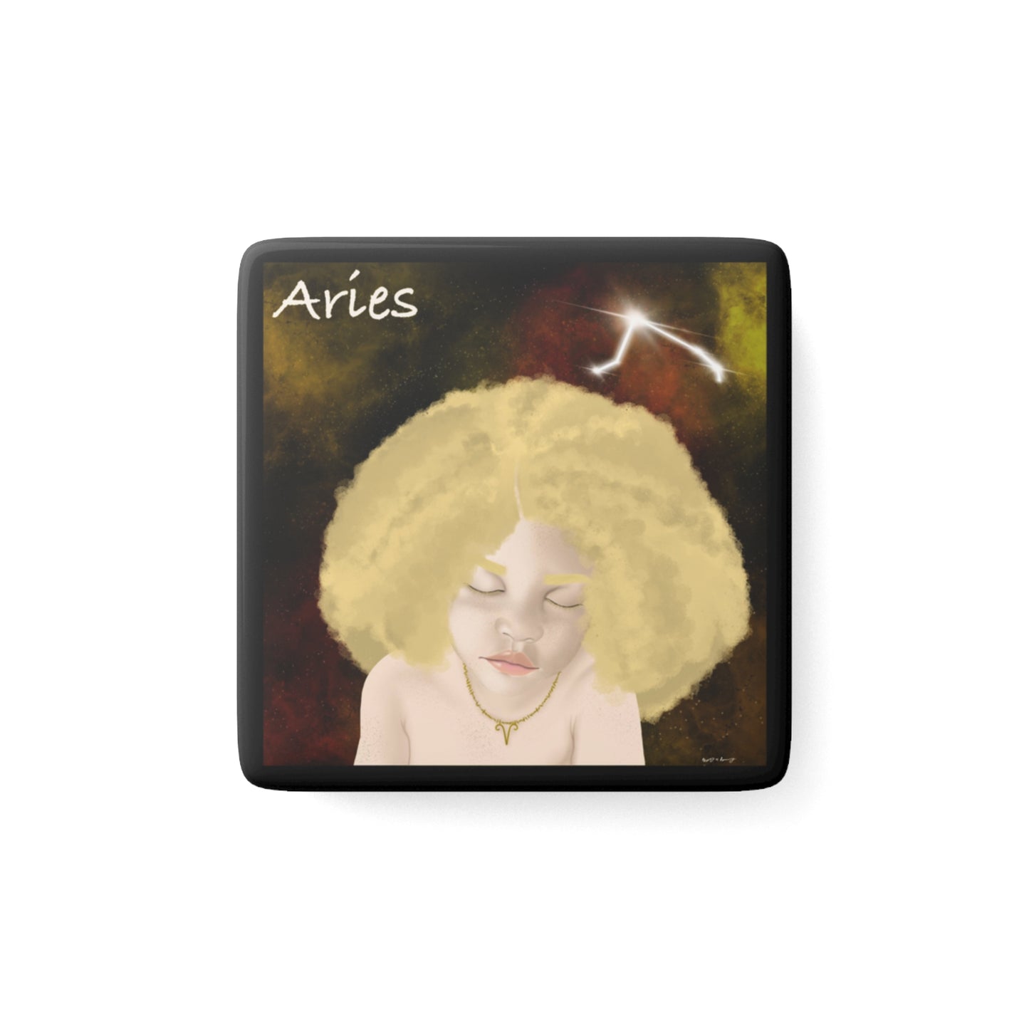 Aries Porcelain Magnet, Square