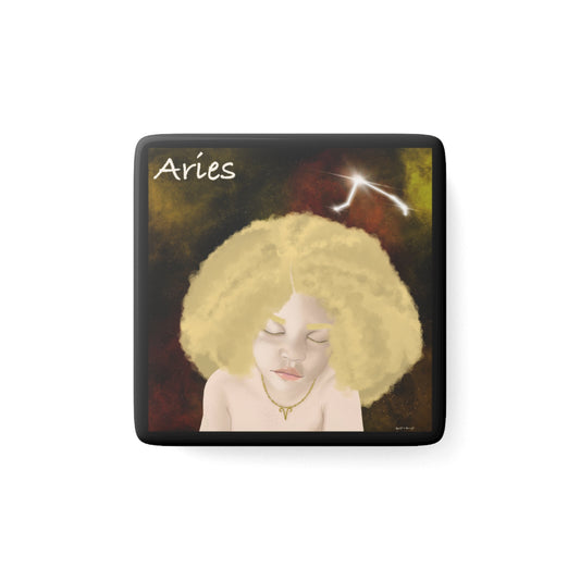 Aries Porcelain Magnet, Square